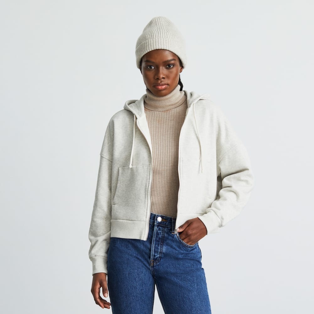 Everlane The Track Organic Cotton Zip Hoodie Gray (M)